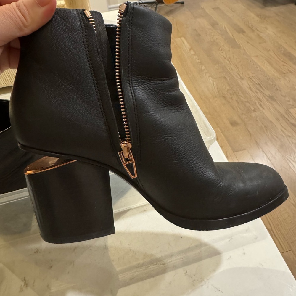 Alexander Wang Black Ankle Boots with Gold Zipper
